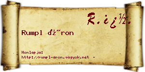 Rumpl Áron névjegykártya